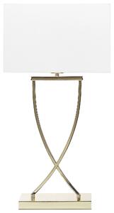 Stolná lampa zlatý kovový podstavec 62 cm biele látkové tienidlo obdĺžniková moderná obývacia izba
