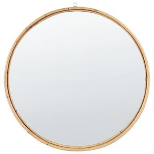 Nástenné zrkadlo prírodné ratanové 60 cm okrúhle tenký rám moderný boho dizajn predsieň obývačka