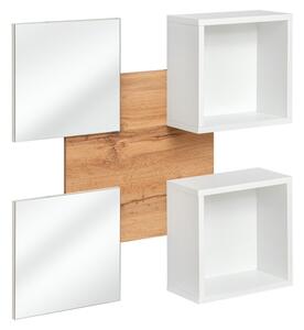 Regál so zrkadlom SIMPLE dub wotan/biela