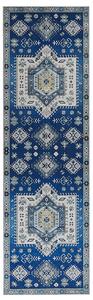 Koberec modrá béžová polyester 60 x 200 cm geometrický vzor protišmykový behúň moderný štýl kuchyňa chodba predsieň