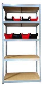 Kovový regál Economy 180x90x40 5 políc - pozinkovaný + úložné boxy TRUCK 29x20x15 cm