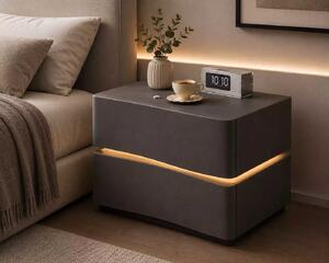 LuxuryForm DESIGN Nočný stolík ALVA s LED osvetlením – tmavosivý