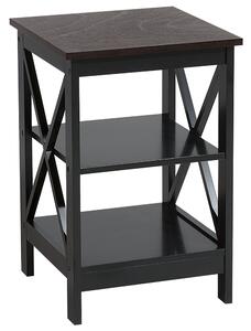 Odkladací stolík čierny MDF 40 x 40 cm štvorcový s 2 policami moderný škandinávsky štýl