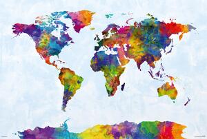 Plagát, Obraz - Michael Tompsett - Watercolor World Map