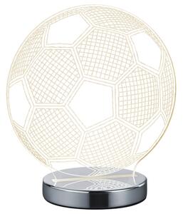 Stolná 3D LED lampa JUGI chróm, futbalová lopta