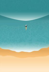 Ilustrácia Surfer puddle out through the waves, LucidSurf