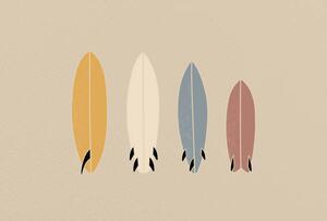 Ilustrácia Vintage Old-school Retro Style Surfboards on, LucidSurf