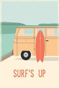 Ilustrácia Surf´s up - retro vintage surf., LucidSurf