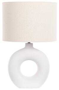 Stolná lampa biela keramická látkové tienidlo tvarovaný podstavec nočná lampa