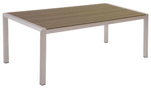 Jedálenský stôl svetlé plastové drevo strieborný hliníkový rám pre 6 osôb 180 x 90 cm moderný dizajn