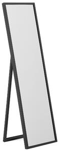 Stojace zrkadlo čierne obdĺžnikový rám 40 x 140 cm vysoké so stojanom moderný dizajn