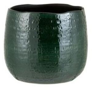 Tmavo zelený vzorovaný obal na kvetináč Seraphine L - ⌀ 25*23.5 cm - J-Line by Jolipa