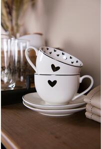 Porcelánová šálka s tanierikom so srdiečkom Love Birds - 12*9*7 / Ø14*2 cm / 220 ml - Clayre & Eef