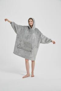 Deka s rukávmi HOODIE sivá