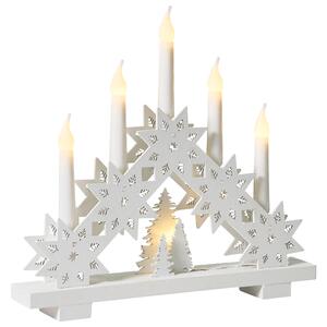 LED vianočný svietnik biely MDF syntetický materiál so svetlami moderný štýl Vianoce interiér doplnky