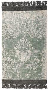 Koberec zelená béžová čierna viskóza a bavlna 80 x 150 cm so vzorom a strapcami vintage dizajn