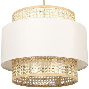 Závesná lampa prírodná béžová ratanové polyesterové tienidlo boho závesné svietidlo