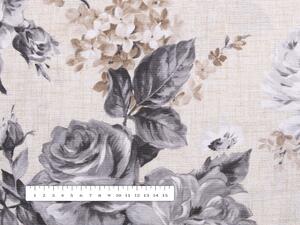 Biante Dekoračná obliečka na vankúš Leona LN-097 Sivé ruže na režnom 50 x 70 cm