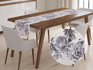 Biante Dekoračný behúň na stôl Leona LN-097 Sivé ruže na režnom 20x120 cm