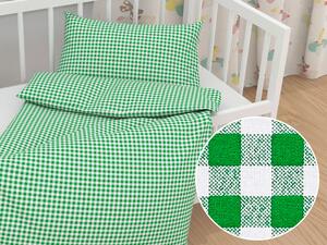 Biante Detské bavlnené posteľné obliečky do postieľky Sandra SA-058 Zeleno-biele kocky Do postieľky 90x120 a 40x60 cm