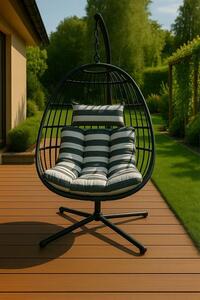Záhradný kokon pre jednu osobu pruhovaný sivý