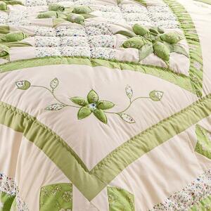 Prikrývka na posteľ patchwork s potlačou kvetín
