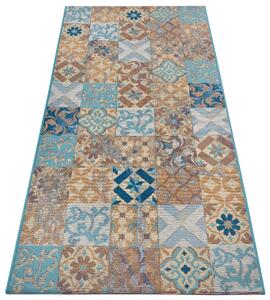Hanse Home Collection koberce Behúň Cappuccino 105880 Mosaik Blue Multicolored - 75x150 cm