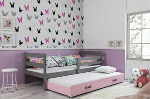 Detská posteľ s výsuvnou posteľou ERYK 200x90 cm Sivá Ružová