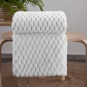 Hrubá deka bielej farby s moderným vzorom Šírka: 150 cm | Dĺžka: 200 cm