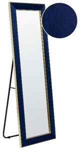 Stojace zrkadlo modrý zamatový rám 50 x 150 cm so stojanom dekoratívny rám glamour dizajn