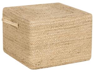 Taburetka prírodná béžová juta 45 x 45 x 30 cm obdĺžnikový tvar s rúčkami podnožka puf moderný boho štýl obývačka spálňa