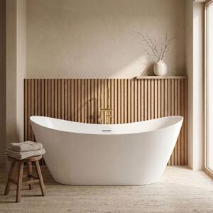Rea FERRANO Slim, voľne stojaca vaňa 1520×730×670 mm, biela, biela krytka odtoku, REA-W0080