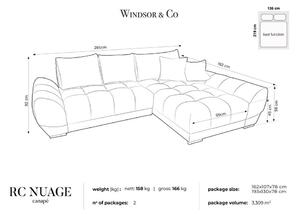 Tmavozelená rozkladacia rohová pohovka so zamatovým poťahom Windsor & Co Sofas Nuage, pravý roh