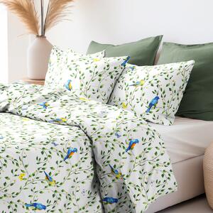 Goldea bavlnené posteľné obliečky - farebné vtáčiky v záhrade 220 x 200 a 2ks 70 x 90 cm