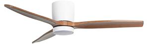 Stropný ventilátor Faipari s LED osvetlením, DC, 132 cm, biely / tmavé drevo – Lucande, Faipari, Biela, Obývacia izba, Drevo, Moderný