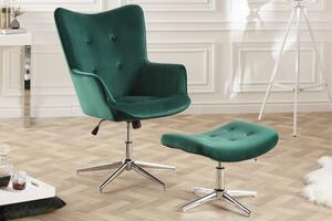 Otočná stolička Lounger zelená smaragd zamat