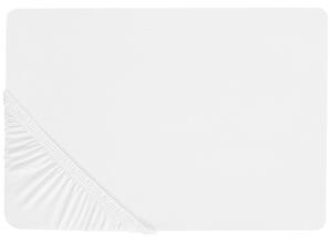 Napínacie prestieradlo biele bavlnené 90 x 200 cm elastické okraje klasická posteľná plachta textílie do spálne