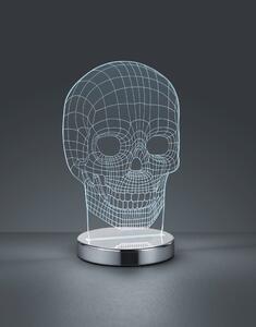 Stolná 3D LED lampa JUGI chróm, lebka