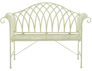 Záhradná lavička svetlozelená kov železo 130 cm pre 2 osoby vintage štýl terasa balkón