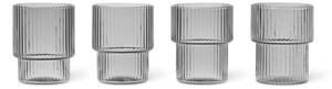 Ferm Living Poháriky na panáky Ripple set 4ks, smoked grey