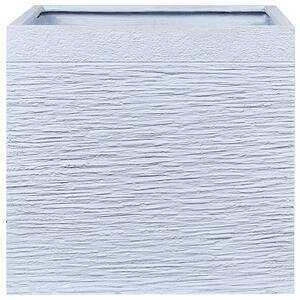 Kvetináč biely zmes hliny a vlákien 50 x 50 x 46 cm štvorcový tvar odolný voči UV žiareniu moderný štýl interiér exteriér záhrada