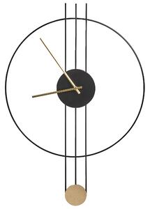 Nástenné hodiny čierna oceľ kov 44 x 65 cm s kyvadlom dizajn bez čísel moderný minimalistický štýl obývacia izba doplnky
