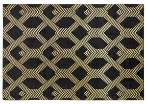 Koberec čierny so zlatým geometrickým vzorom viskóza s bavlnou 160 x 230 cm štýl moderný glamour