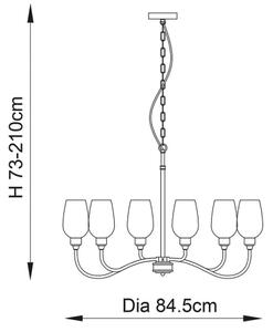 Endon 107791 - Luster na reťazi 6xE14/6W/230V mosadz
