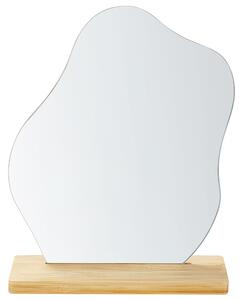 Dekoratívne zrkadlo svetlohnedé bambusové drevo 22 x 19 cm nepravidelný tvar drevený stojan dekorácia do interiéru