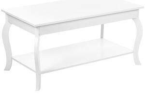 Konferenčný stolík biely MDF drevotrieska 101 x 55 cm s policou klasický dizajn obývacia izba