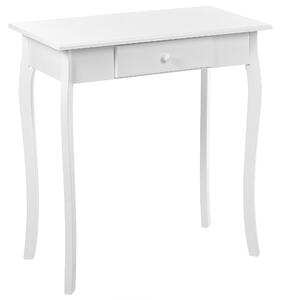 Konzolový stolík biely MDF drevené nohy 75 x 40 x 77 cm so zásuvkou nábytok do obývačky na chodbu francúzsky dizajn