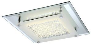 Stropné LED svietidlo LIANA satinované sklo/krištále, šírka 28 cm