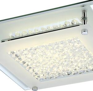 Stropné LED svietidlo LIANA satinované sklo/krištále, šírka 28 cm