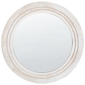 Nástenné zrkadlo krémová biela MDF ø 60 cm okrúhle dekoratívne ručne vyrobené škandinávsky dizajn